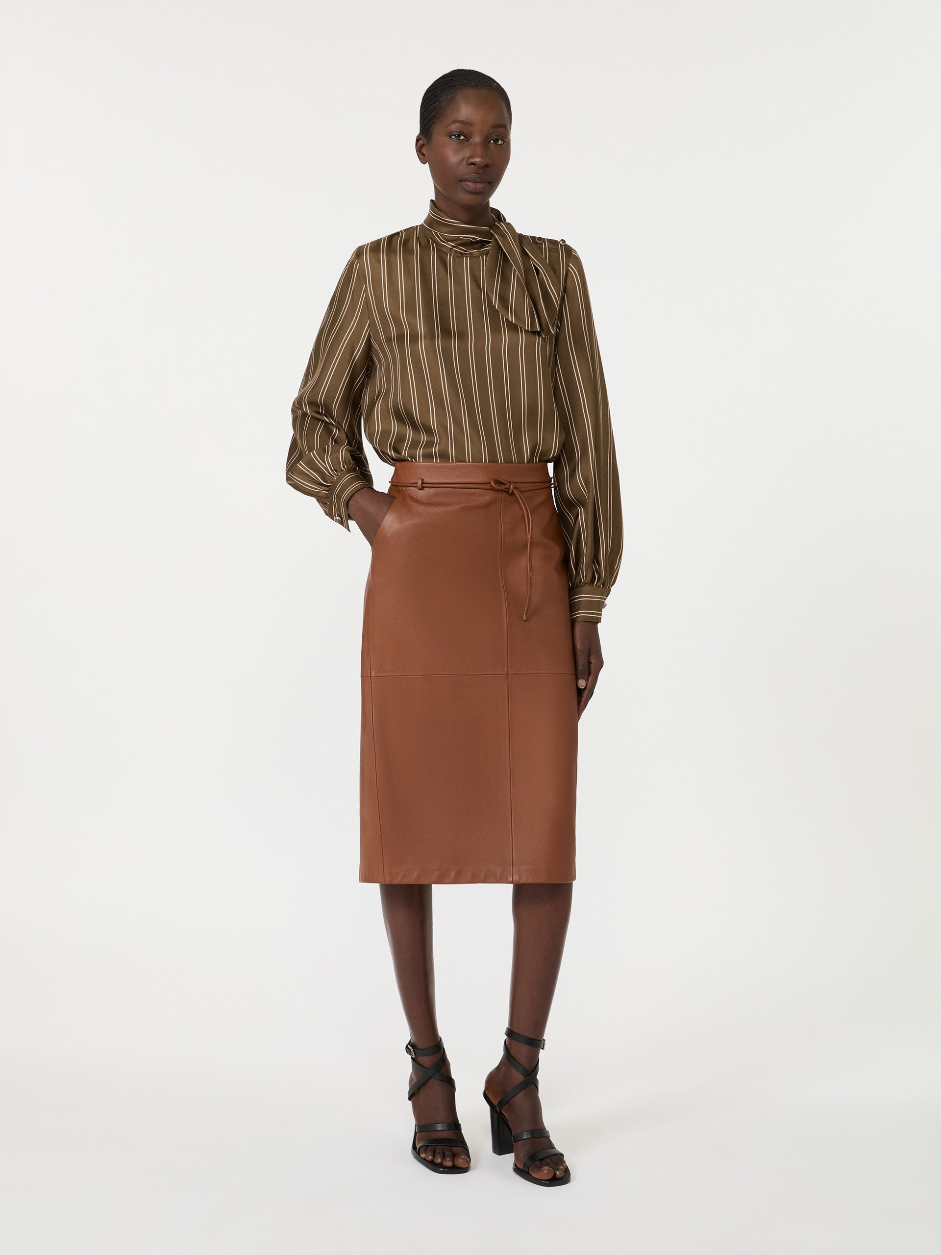 max mara natural nappa leather pencil skirt for women