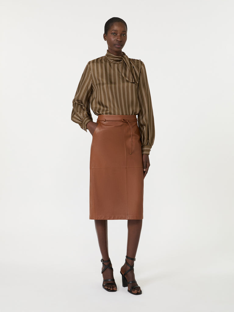 max mara natural nappa leather pencil skirt