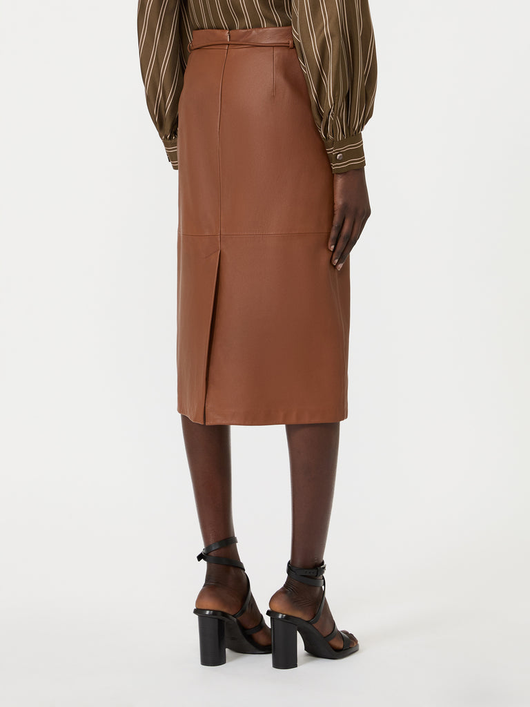 max mara natural nappa leather pencil skirt