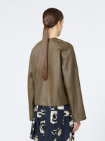 max mara nappa leather crew-neck jacket for women