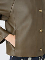 max mara nappa leather crew-neck jacket for women