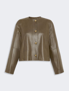 max mara nappa leather crew-neck jacket for women