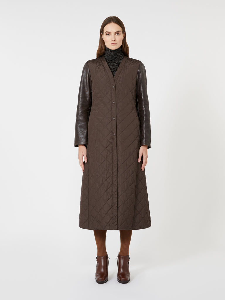 max mara quilted coat in technical fabric