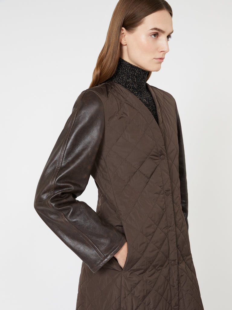 max mara quilted coat in technical fabric