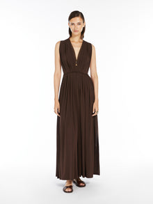 Stretch Jersey Long Dress for Women - Coffee - Max Mara UAE