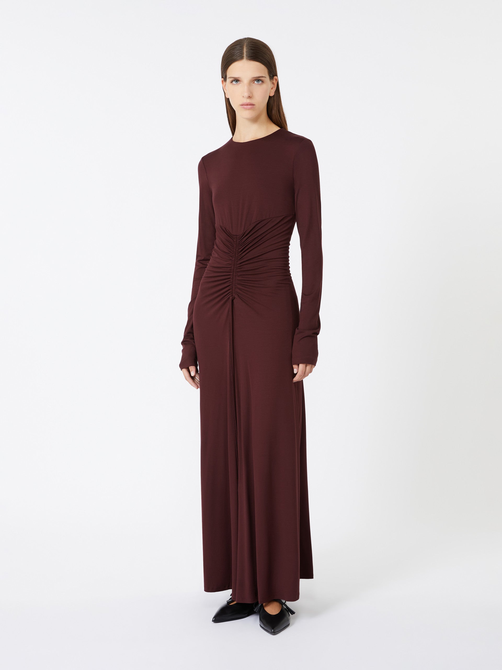 Stretch Jersey Long Dress for Women - Cherry - Max Mara UAE