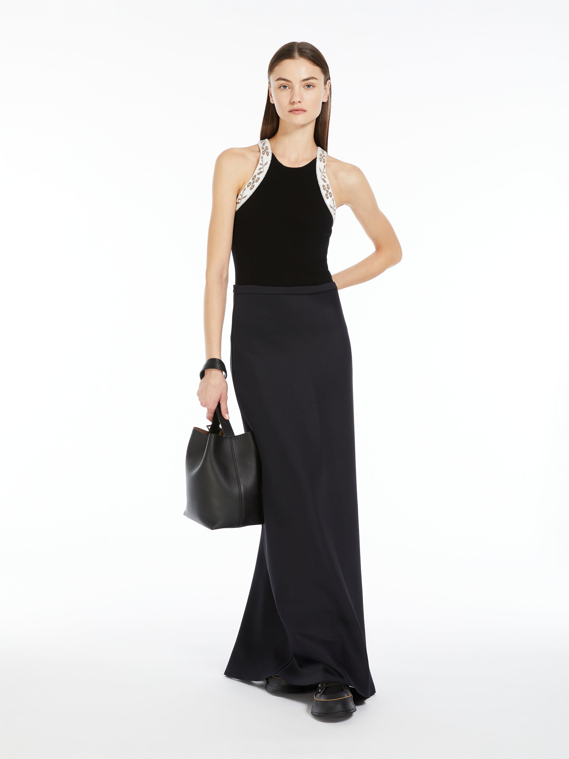 Long skirt in cotton scuba fabric