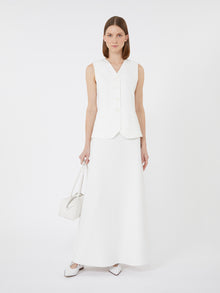 Long Compact Jersey Skirt for Women - White - Max Mara UAE