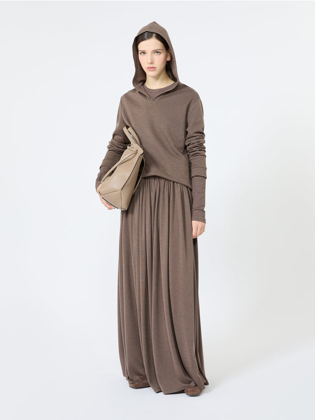 max mara long pleated skirt in lightweight jersey for women