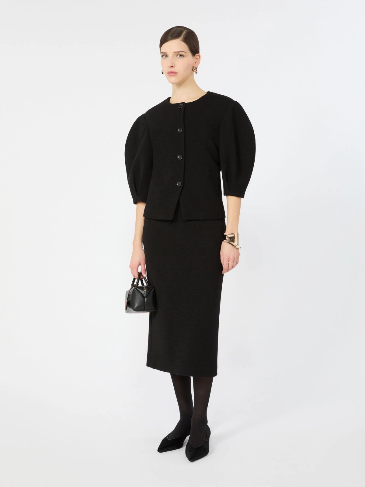 Jacquard jersey midi skirt