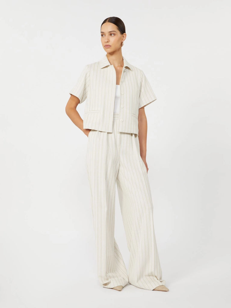 max mara wide-fit pinstripe piquÃ© jersey trousers for women