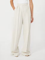 Wide-Fit Pinstripe Piqué Jersey Trousers for Women - White - Max Mara UAE