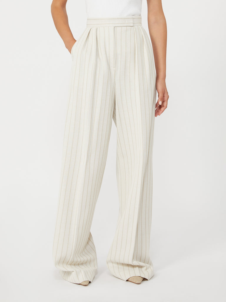 max mara wide-fit pinstripe piqué jersey trousers