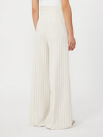 Wide-Fit Pinstripe Piqué Jersey Trousers for Women - White - Max Mara UAE
