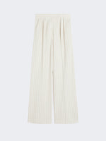Wide-Fit Pinstripe Piqué Jersey Trousers for Women - White - Max Mara UAE