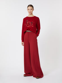 Compact Jersey Trousers for Women - Dark Red - Max Mara UAE