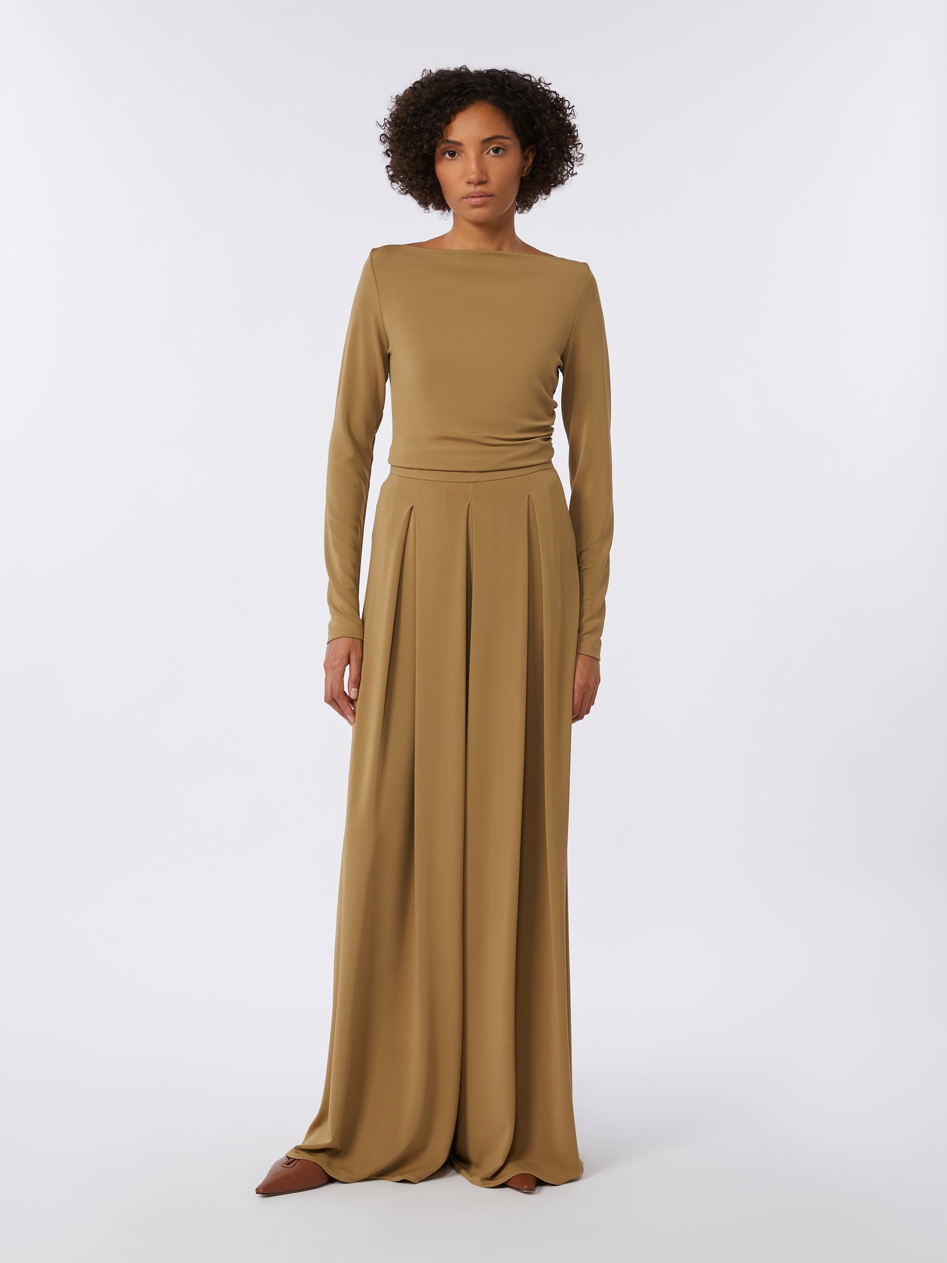 max mara technical viscose crepe jersey trousers for women