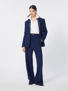 Wool Piqué Trousers for Women - China Blue - Max Mara UAE