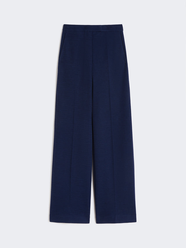 Wool Piqué Trousers for Women - China Blue - Max Mara UAE
