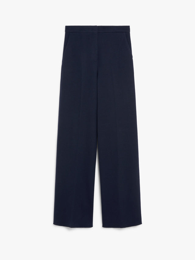 Cotton And Wool Jersey Trousers for Women - Ultramarine - Max Mara UAE