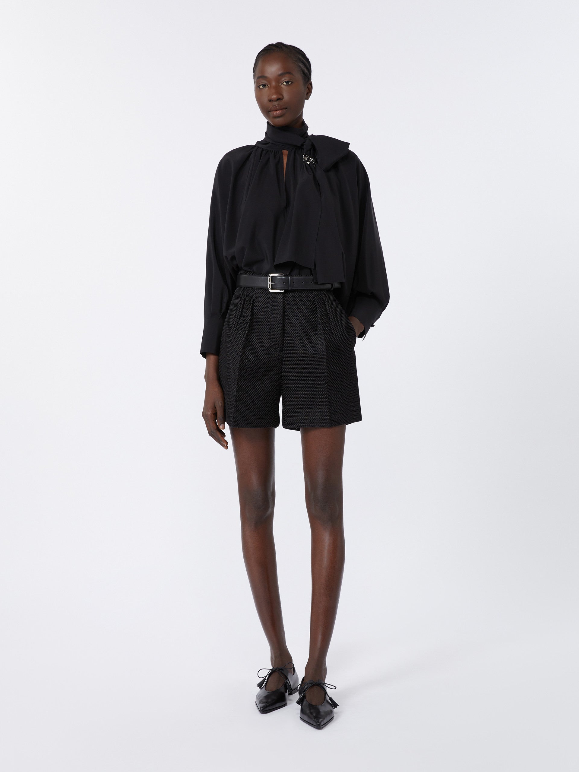 Technical Mesh Shorts for Women - Black - Max Mara UAE
