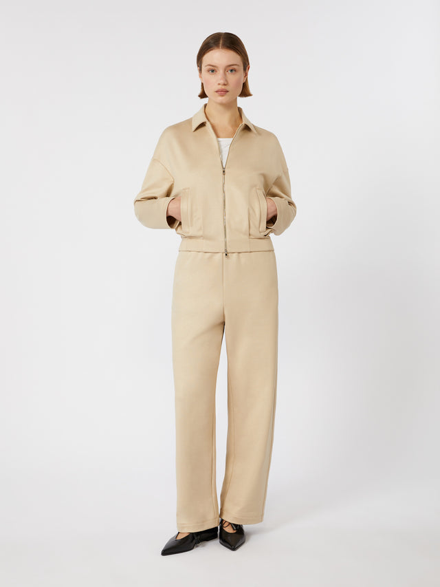 Cotton and silk jersey fleece trousers