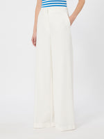 max mara piqué jersey wide-leg trousers for women