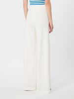 max mara piqué jersey wide-leg trousers for women