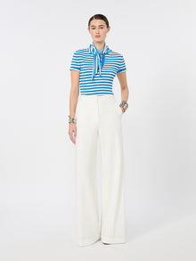 max mara piqué jersey wide-leg trousers for women