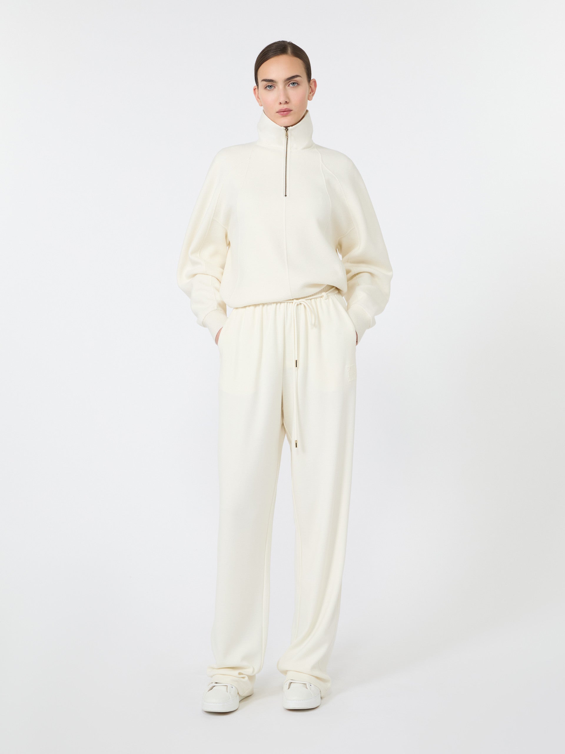 max mara double wool jersey trousers for women