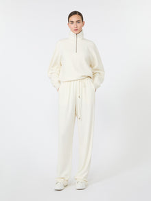Double Wool Jersey Trousers for Women - White - Max Mara UAE