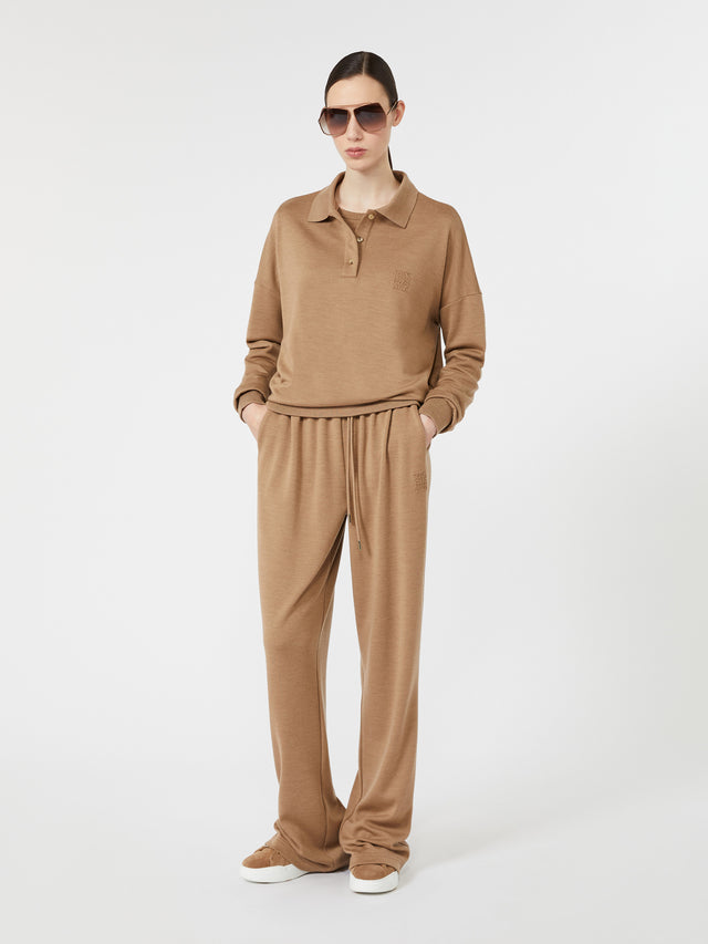 max mara double wool jersey trousers for women
