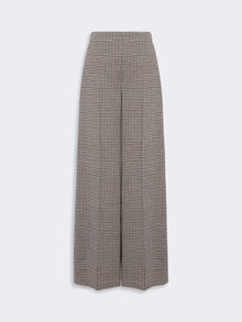 Wide Houndstooth Jersey Trousers for Women - Tobacco - Max Mara UAE