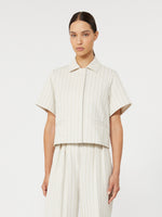 Pinstripe Piqué Jersey Jacket for Women - White - Max Mara UAE