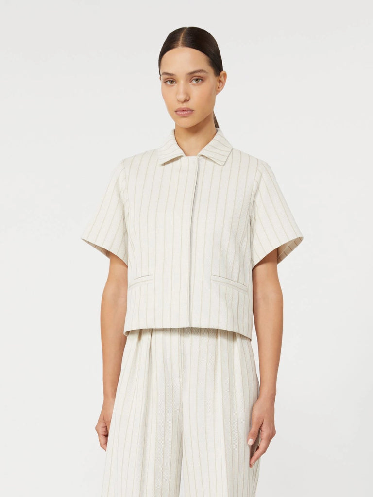 max mara pinstripe piqué jersey jacket