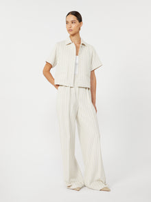 Pinstripe Piqué Jersey Jacket for Women - White - Max Mara UAE