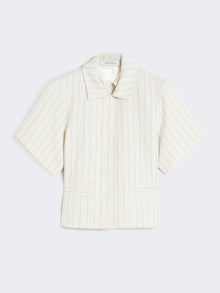 Pinstripe Piqué Jersey Jacket for Women - White - Max Mara UAE