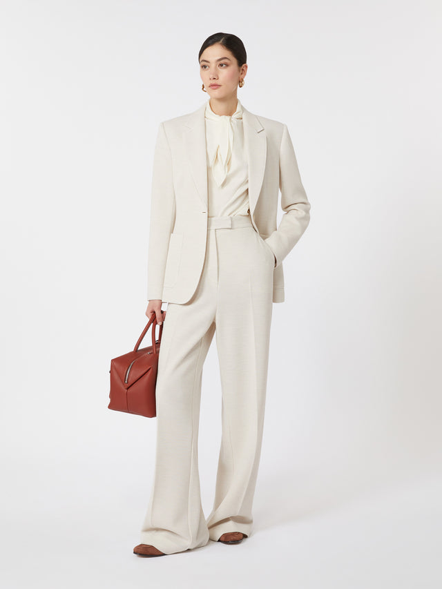 Single-Breasted Piqué Jersey Blazer for Women - Ivory - Max Mara UAE