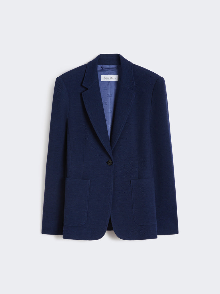 max mara single-breasted piqué jersey blazer