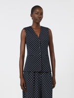 Polka Dot Wool And Viscose Jersey Waistcoat for Women - Ultramarine - Max Mara UAE