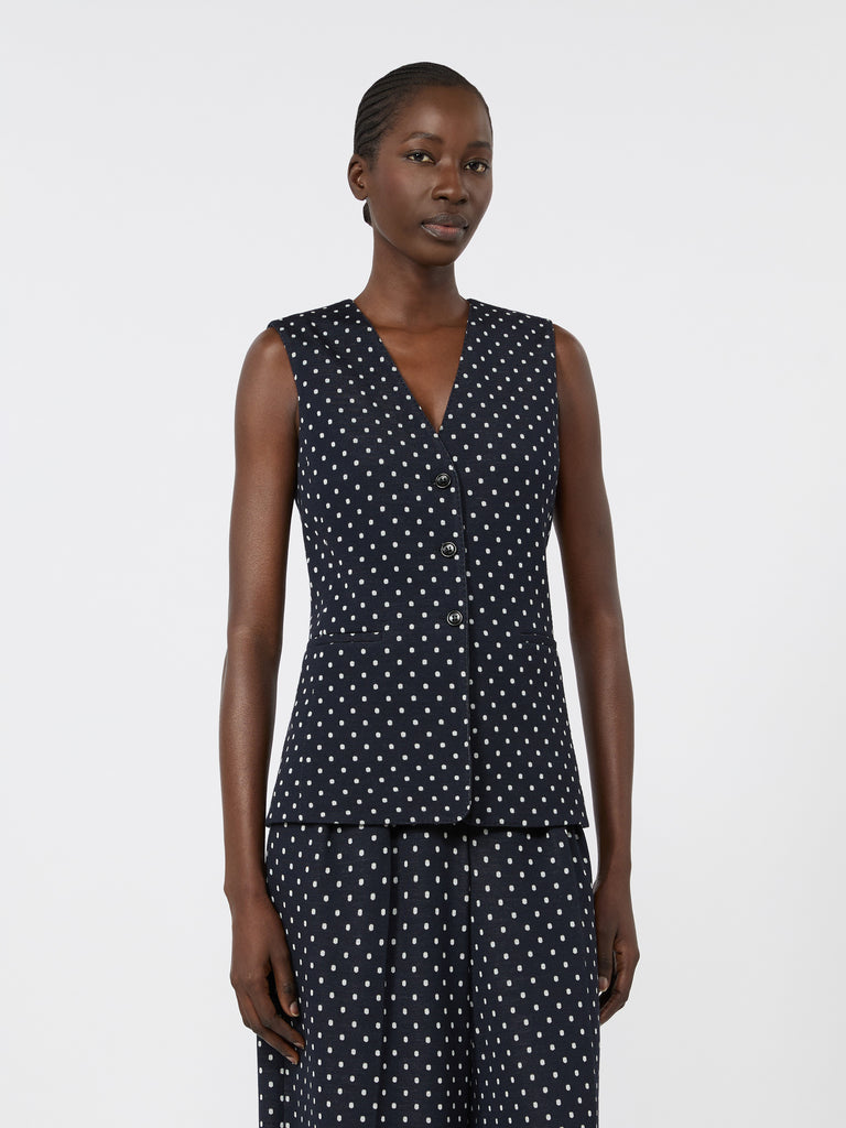 max mara polka dot wool and viscose jersey waistcoat