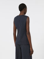 Polka Dot Wool And Viscose Jersey Waistcoat for Women - Ultramarine - Max Mara UAE