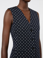 Polka Dot Wool And Viscose Jersey Waistcoat for Women - Ultramarine - Max Mara UAE