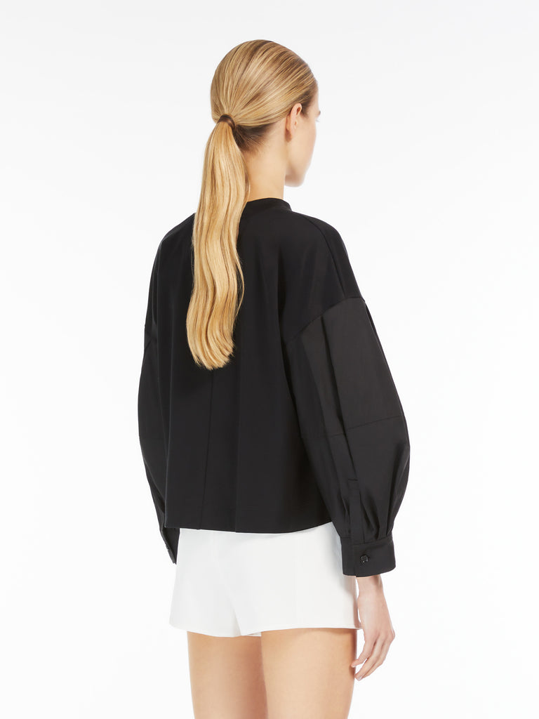 Cotton poplin and jersey boxy T-shirt