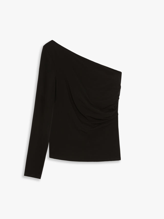 One-Shoulder Jersey Top for Women - Black - Max Mara UAE