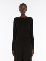 Draped Jersey T-Shirt for Women - Black - Max Mara UAE