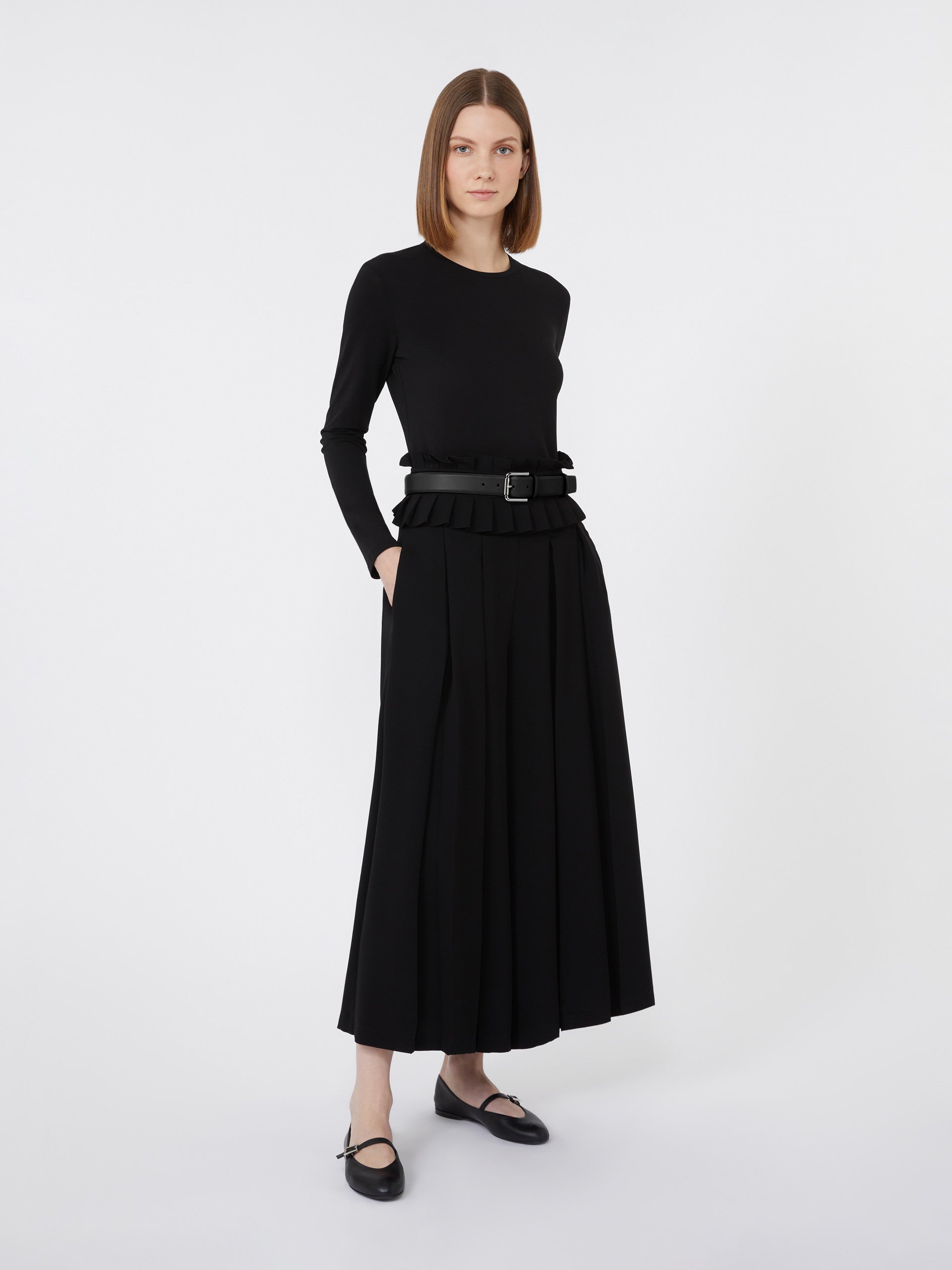 Viscose Mesh T-Shirt for Women - Black - Max Mara UAE