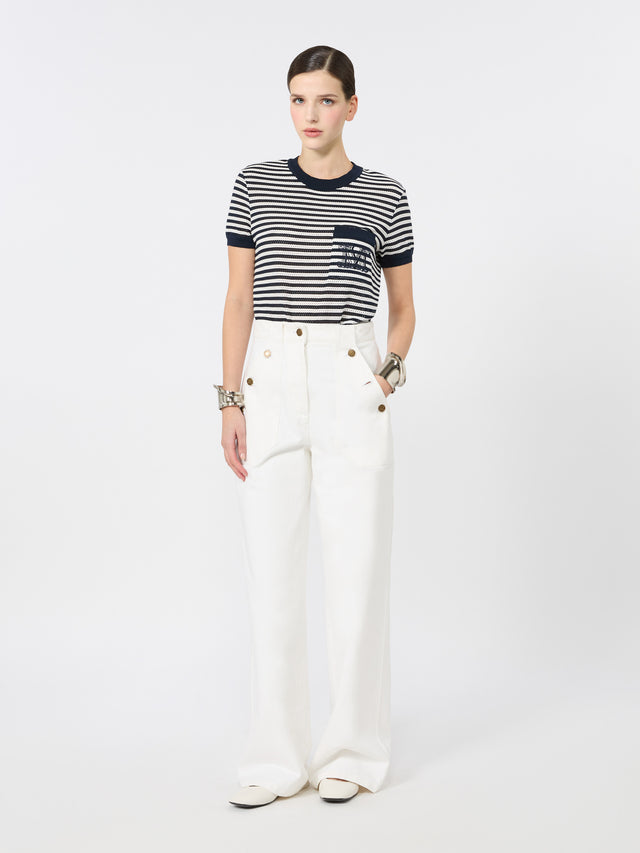 max mara striped cotton mesh t-shirt for women