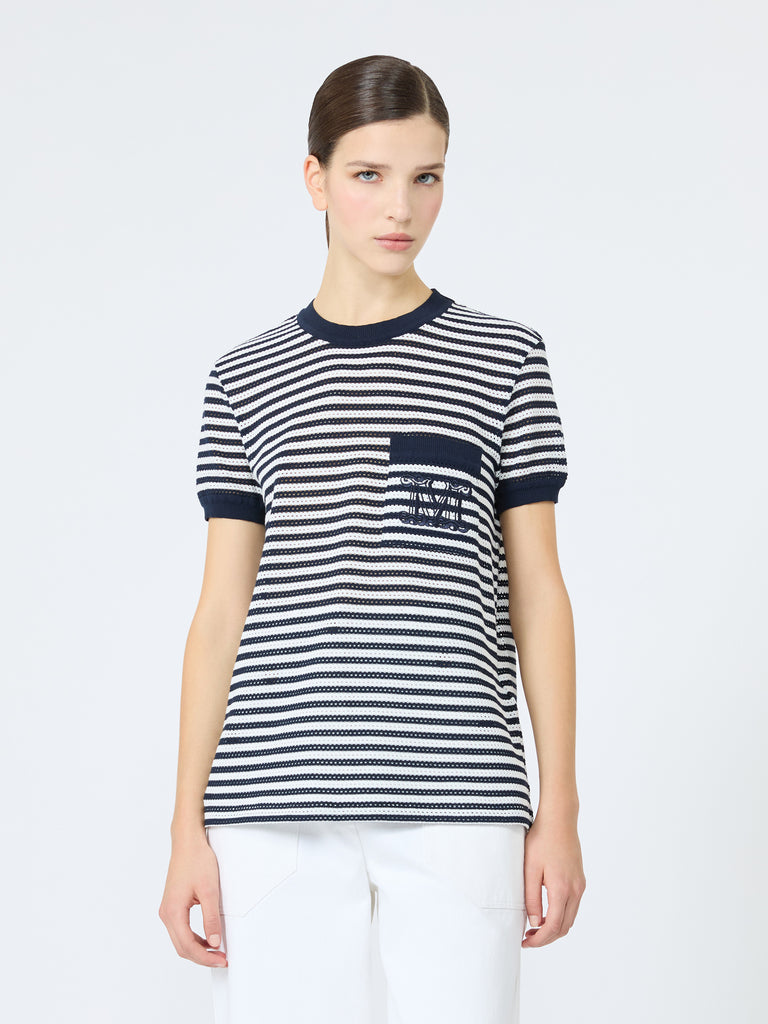 max mara striped cotton mesh t-shirt