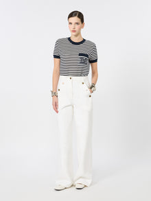 max mara striped cotton mesh t-shirt for women